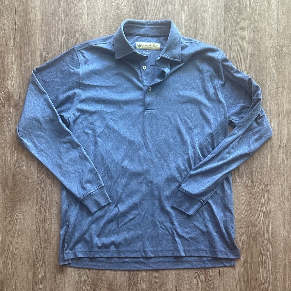 Donald Ross‎ Sportswear Long Sleeve Blue Polo Heathered Blue Small